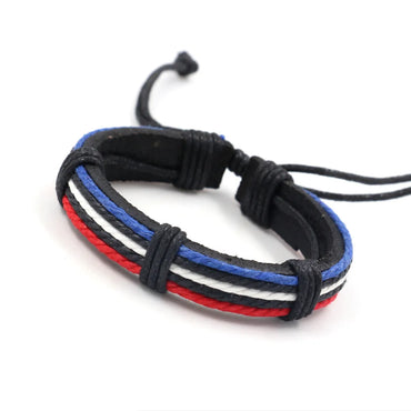 1 Piece Ethnic Style Stripe Pu Leather Knitting Unisex Bracelets