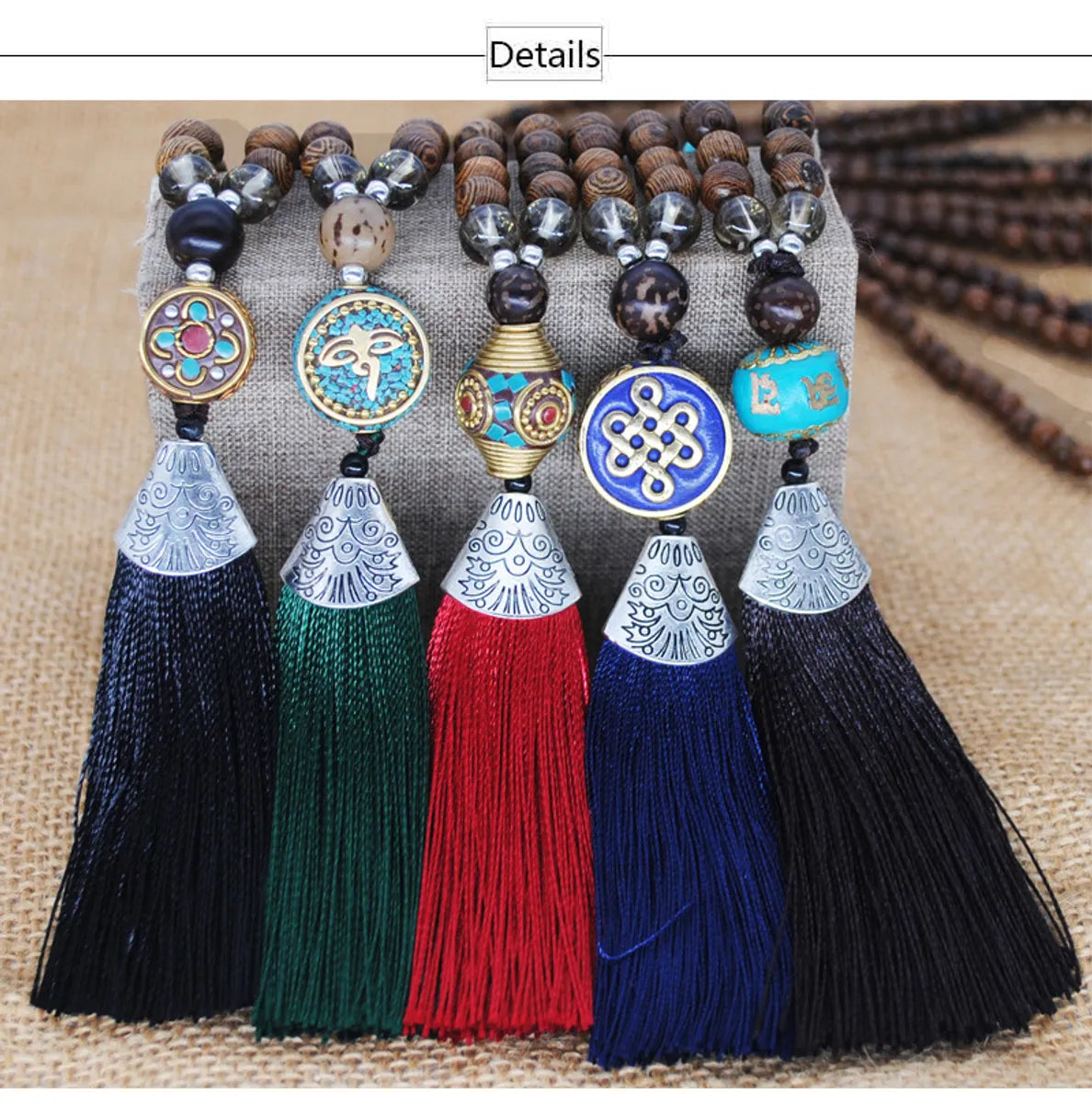 Ethnic Style Tassel Beaded Alloy Inlay Turquoise Women'S Sweater Chain