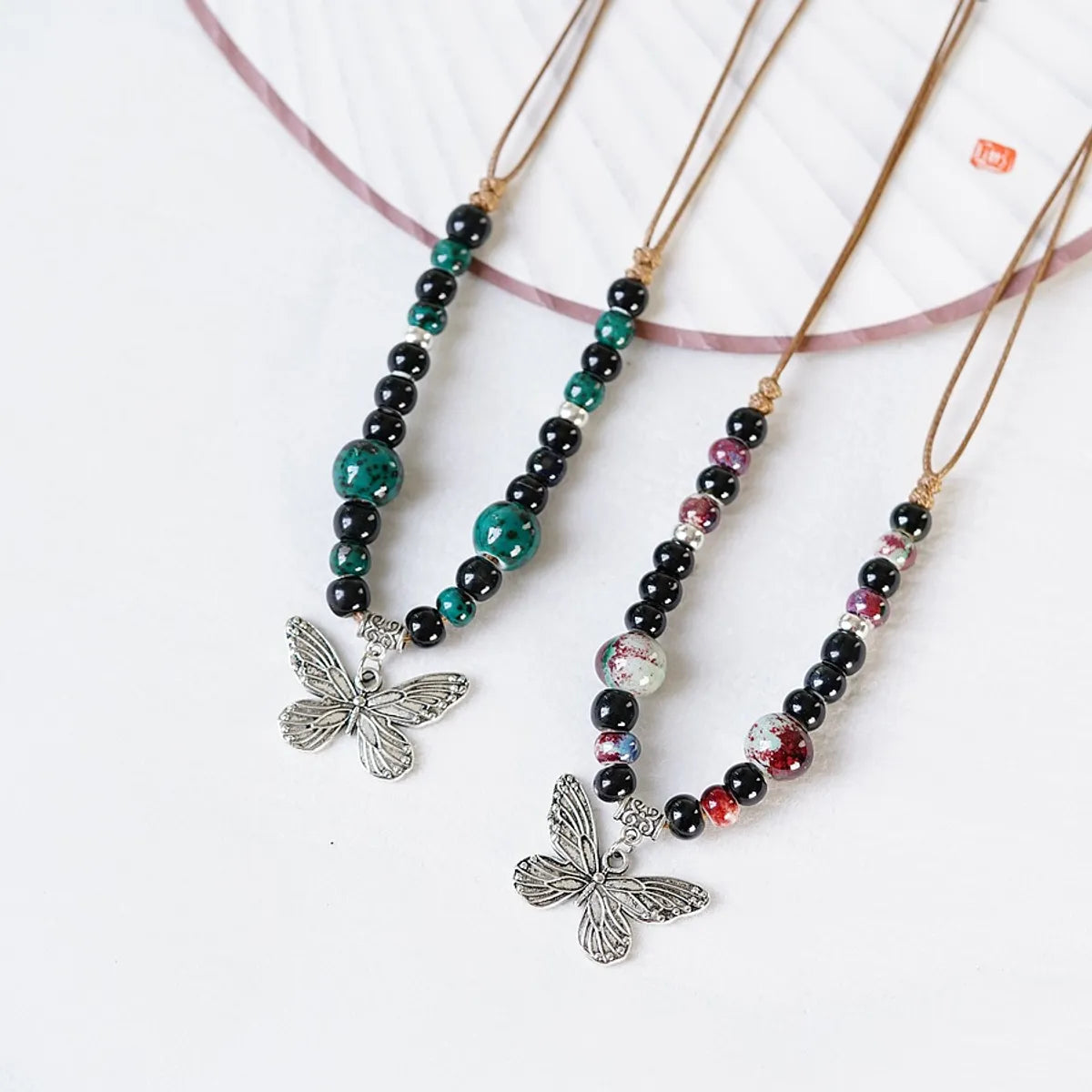 1 Piece Ethnic Style Tassel Butterfly Alloy Mixed Materials Knitting Women's Necklace