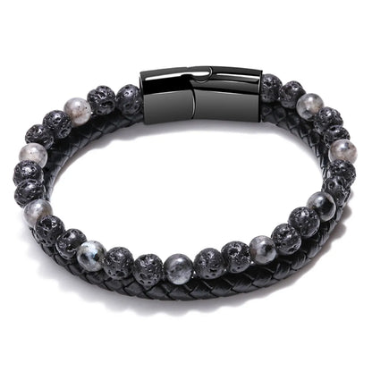 1 Piece Ethnic Style Twist Alloy Natural Stone Volcanic Rock Men'S Bracelets