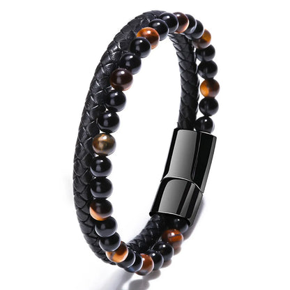 1 Piece Ethnic Style Twist Alloy Natural Stone Volcanic Rock Men'S Bracelets