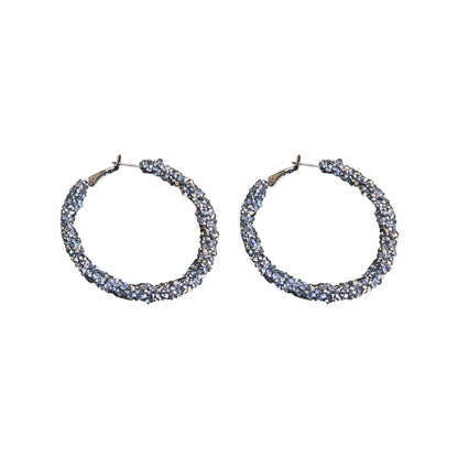 1 Pair Exaggerated Circle Alloy Inlay Artificial Gemstones Women's Hoop Earrings