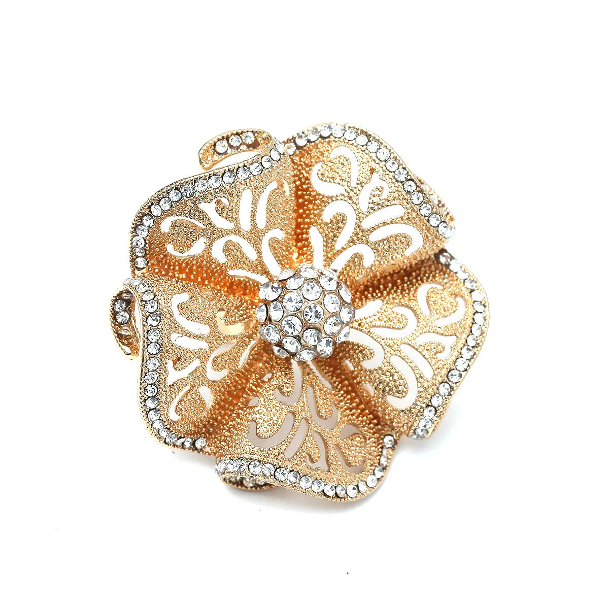 1 Piece Exaggerated Flower Alloy Plating Inlay Artificial Diamond Women's Rings