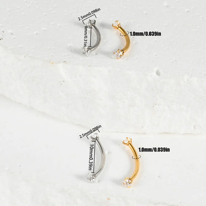 1 Piece Eyebrow Studs Casual Hawaiian Tropical Solid Color 304 Stainless Steel Plating Zircon 18K Gold Plated Eyebrow Studs