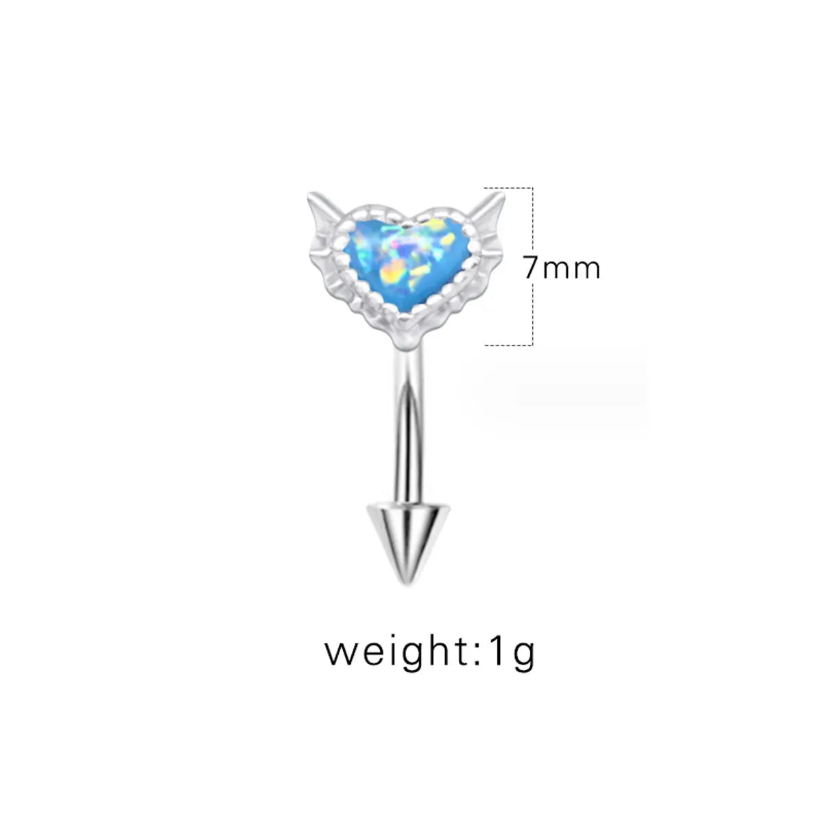 1 Piece Eyebrow Studs Sexy Sweet Heart Shape 316 Stainless Steel  Copper Plating Inlay Acrylic White Gold Plated