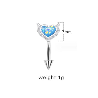 1 Piece Eyebrow Studs Sexy Sweet Heart Shape 316 Stainless Steel  Copper Plating Inlay Acrylic White Gold Plated