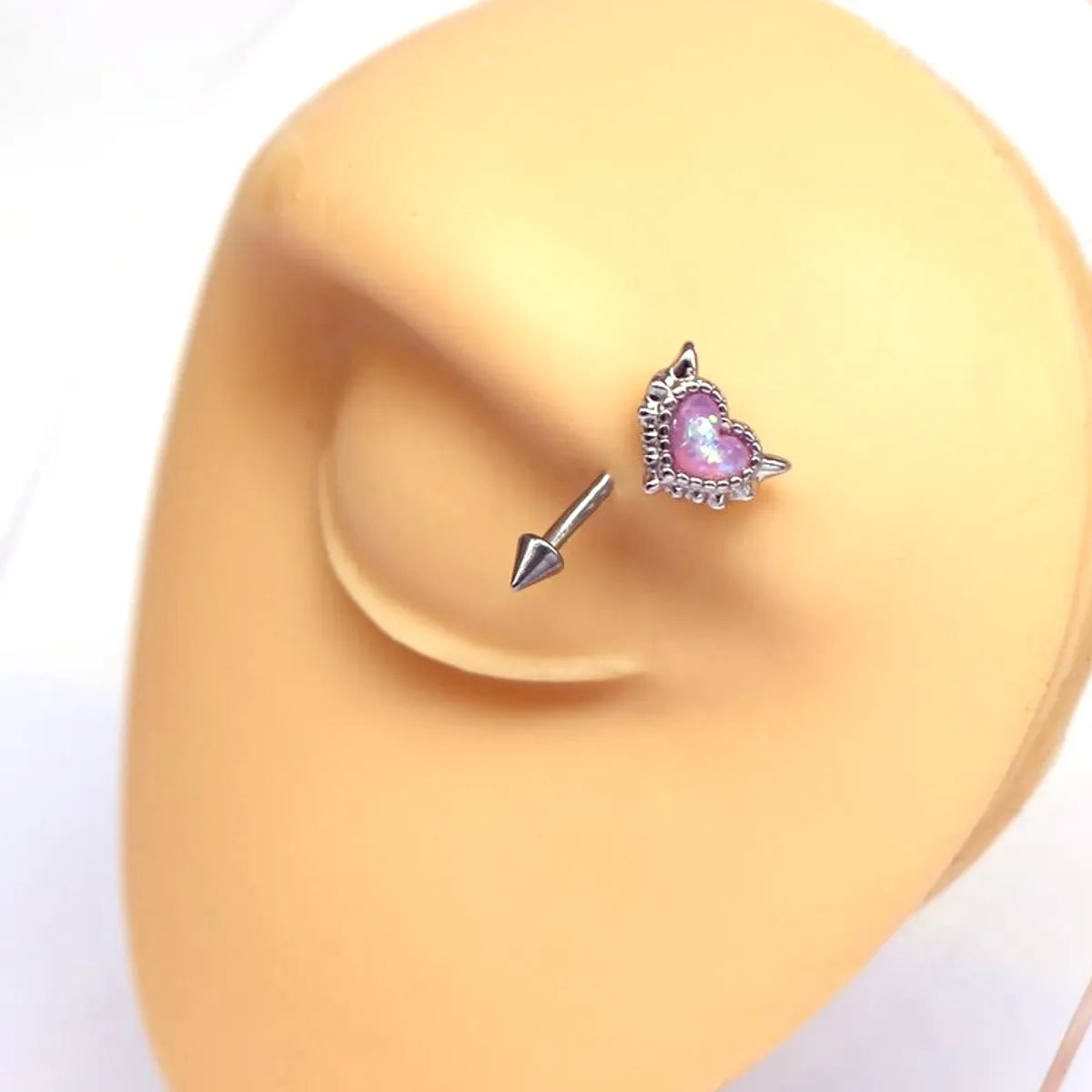 1 Piece Eyebrow Studs Sexy Sweet Heart Shape 316 Stainless Steel  Copper Plating Inlay Acrylic White Gold Plated