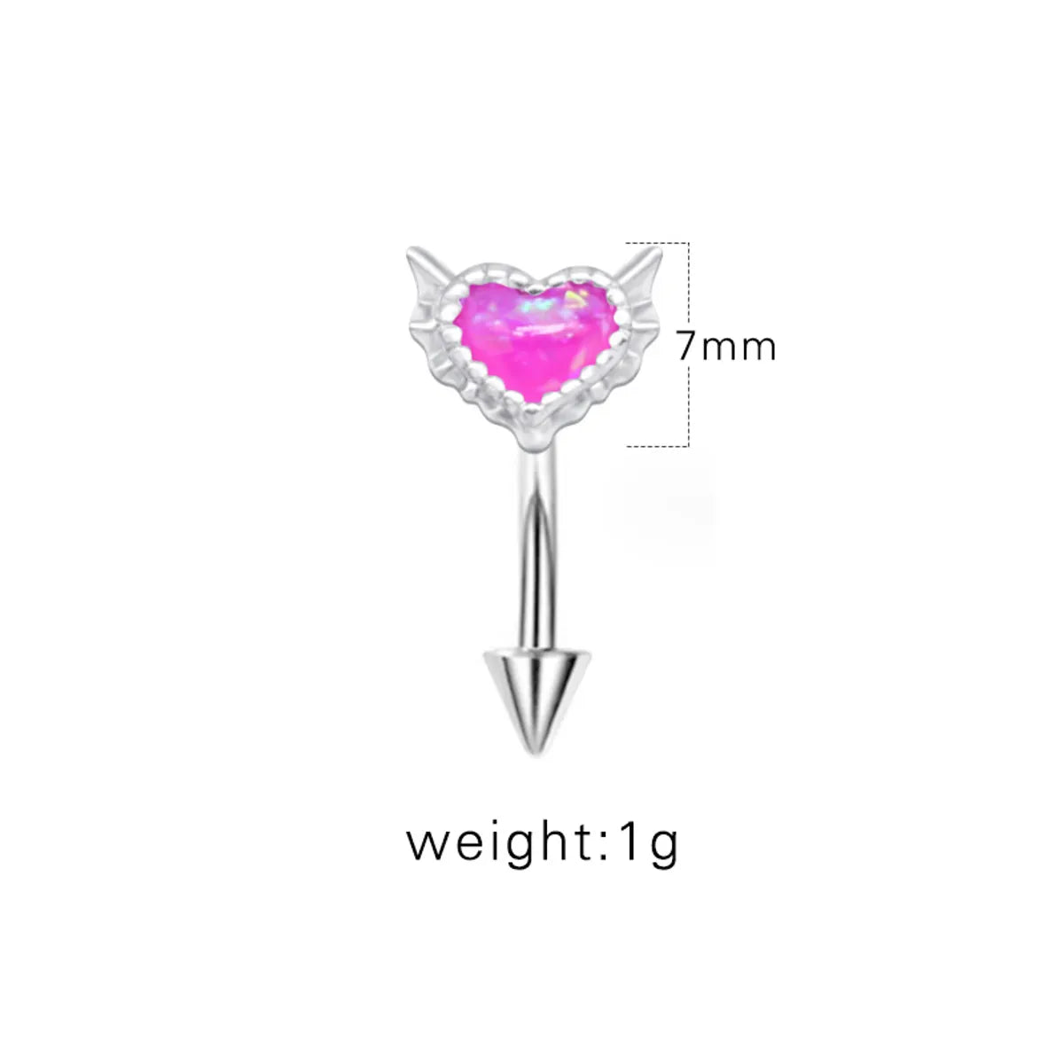 1 Piece Eyebrow Studs Sexy Sweet Heart Shape 316 Stainless Steel  Copper Plating Inlay Acrylic White Gold Plated