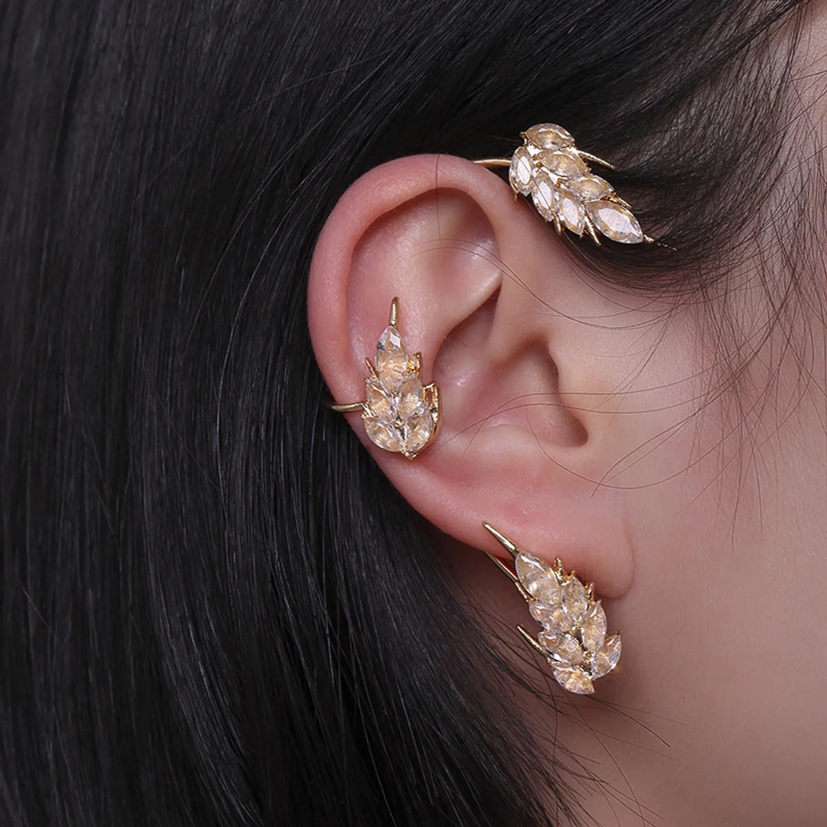 Wholesale Jewelry Fairy Style Butterfly Alloy Artificial Diamond Inlay Ear Clips