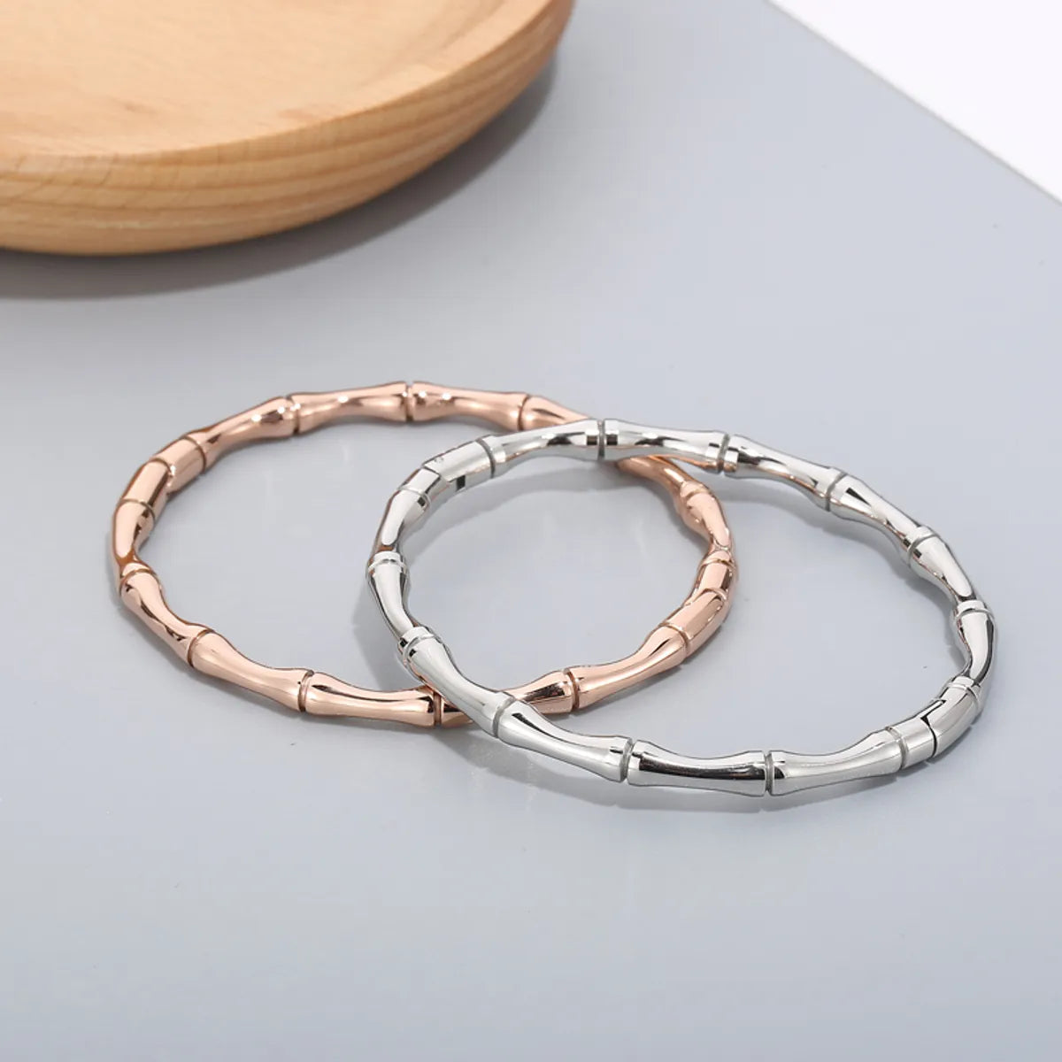 Fashion Bamboo Joint Titanium Steel Plating Bangle