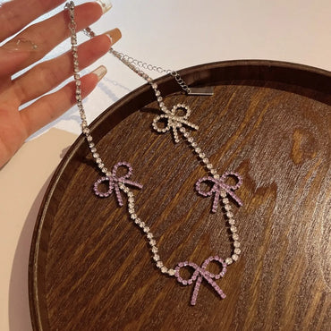 1 Piece Fashion Bow Knot Alloy Plating Rhinestones Women's Necklace