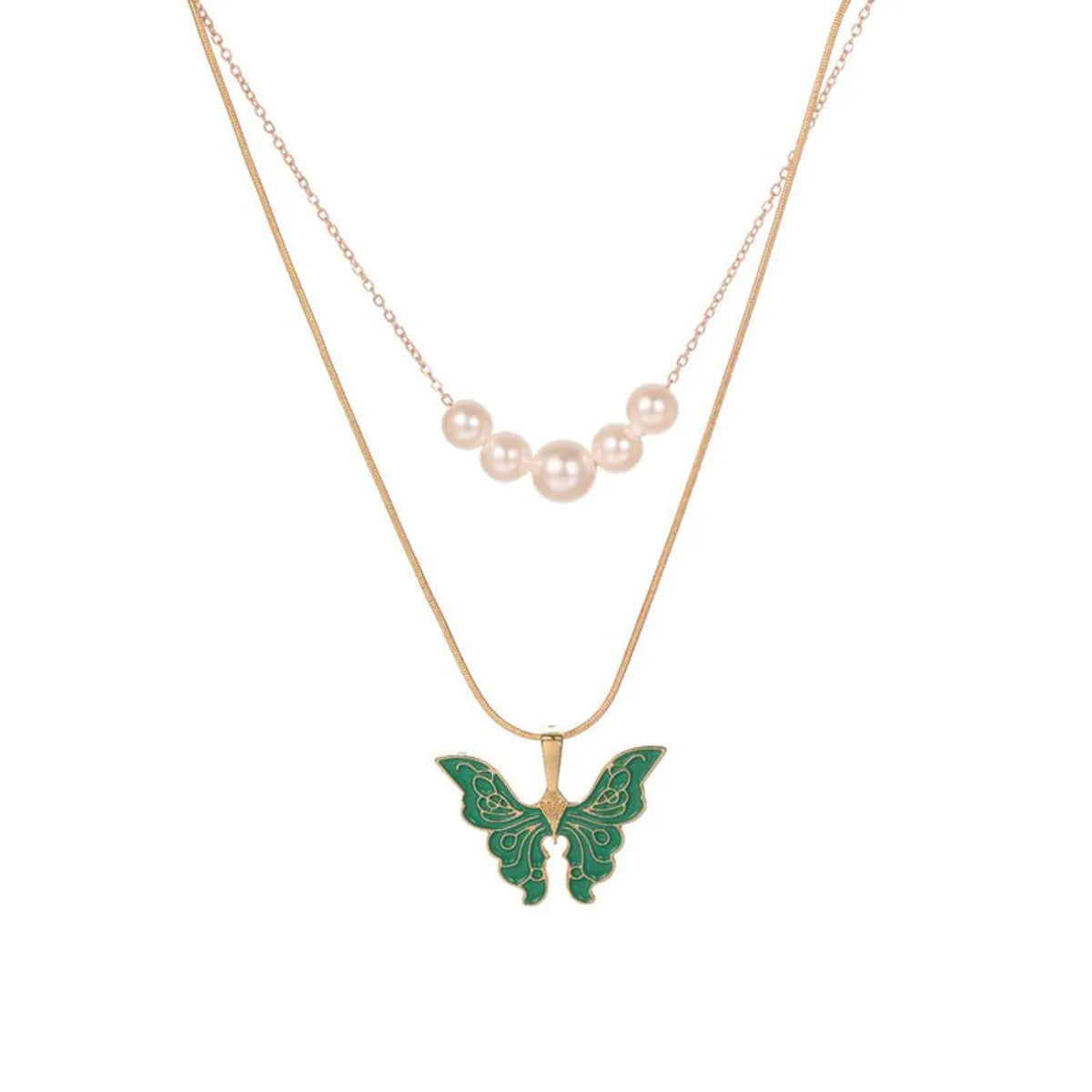 1 Piece Fashion Butterfly Alloy Pearl Women'S Layered Necklaces