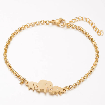 Fashion Butterfly Elephant 201 Stainless Steel 18K Gold Plated Bracelets In Bulk