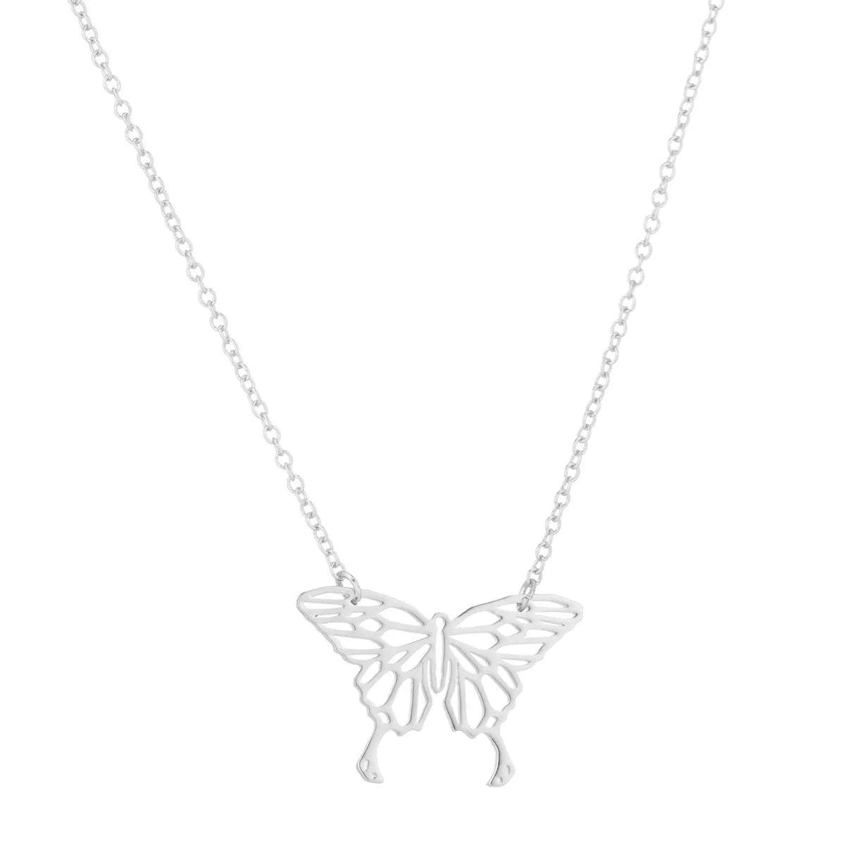 Stainless Steel Fashion Plating Butterfly Pendant Necklace