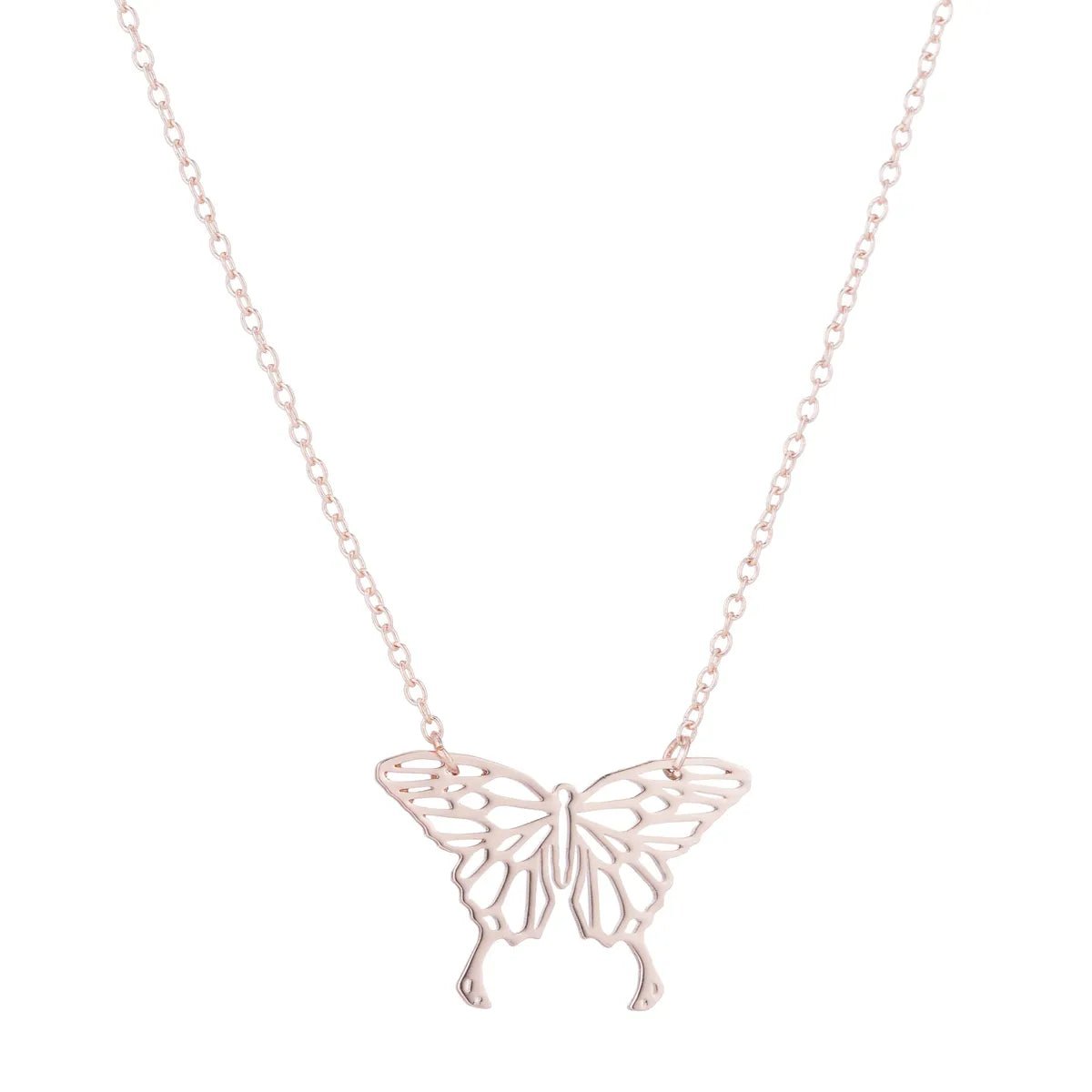 Stainless Steel Fashion Plating Butterfly Pendant Necklace