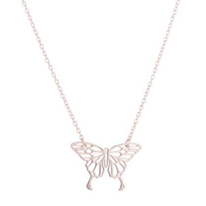 Stainless Steel Fashion Plating Butterfly Pendant Necklace