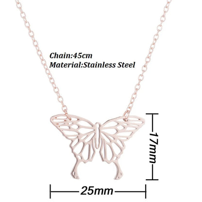 Stainless Steel Fashion Plating Butterfly Pendant Necklace