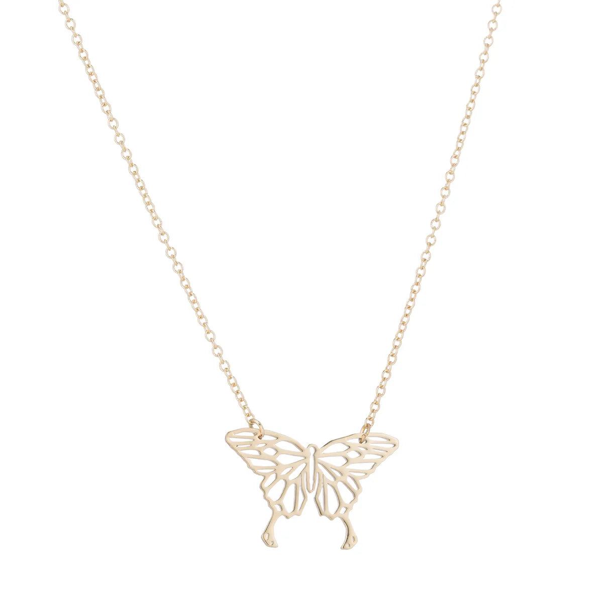 Stainless Steel Fashion Plating Butterfly Pendant Necklace