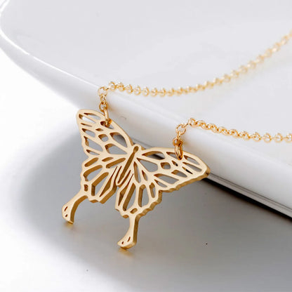 Stainless Steel Fashion Plating Butterfly Pendant Necklace