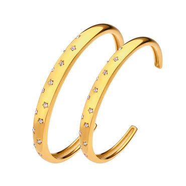 Fashion C Shape Stainless Steel Inlay Zircon Bangle