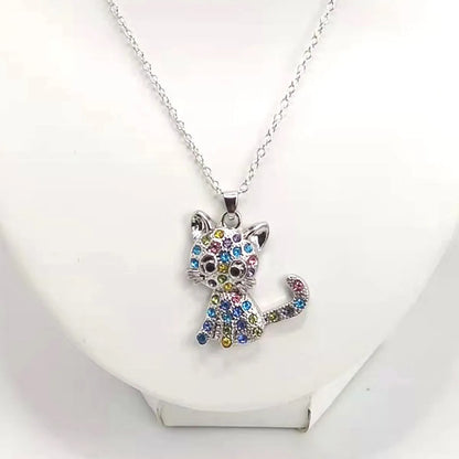 1 Piece Fashion Cat Alloy Diamond Rhinestones Women'S Pendant Necklace