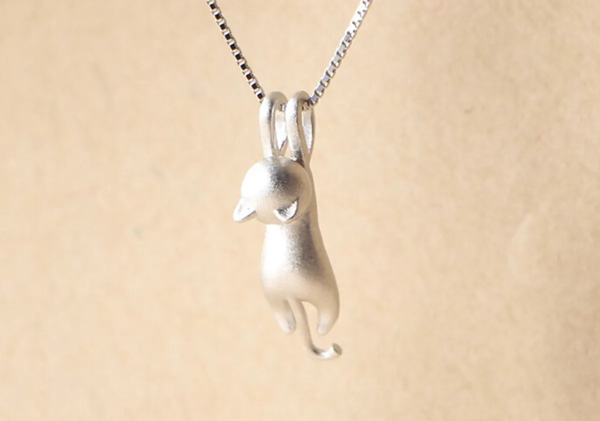 1 Piece Fashion Cat Sterling Silver Pendant Necklace