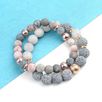 1 Piece Fashion Color Block Natural Stone Stoving Varnish Bracelets