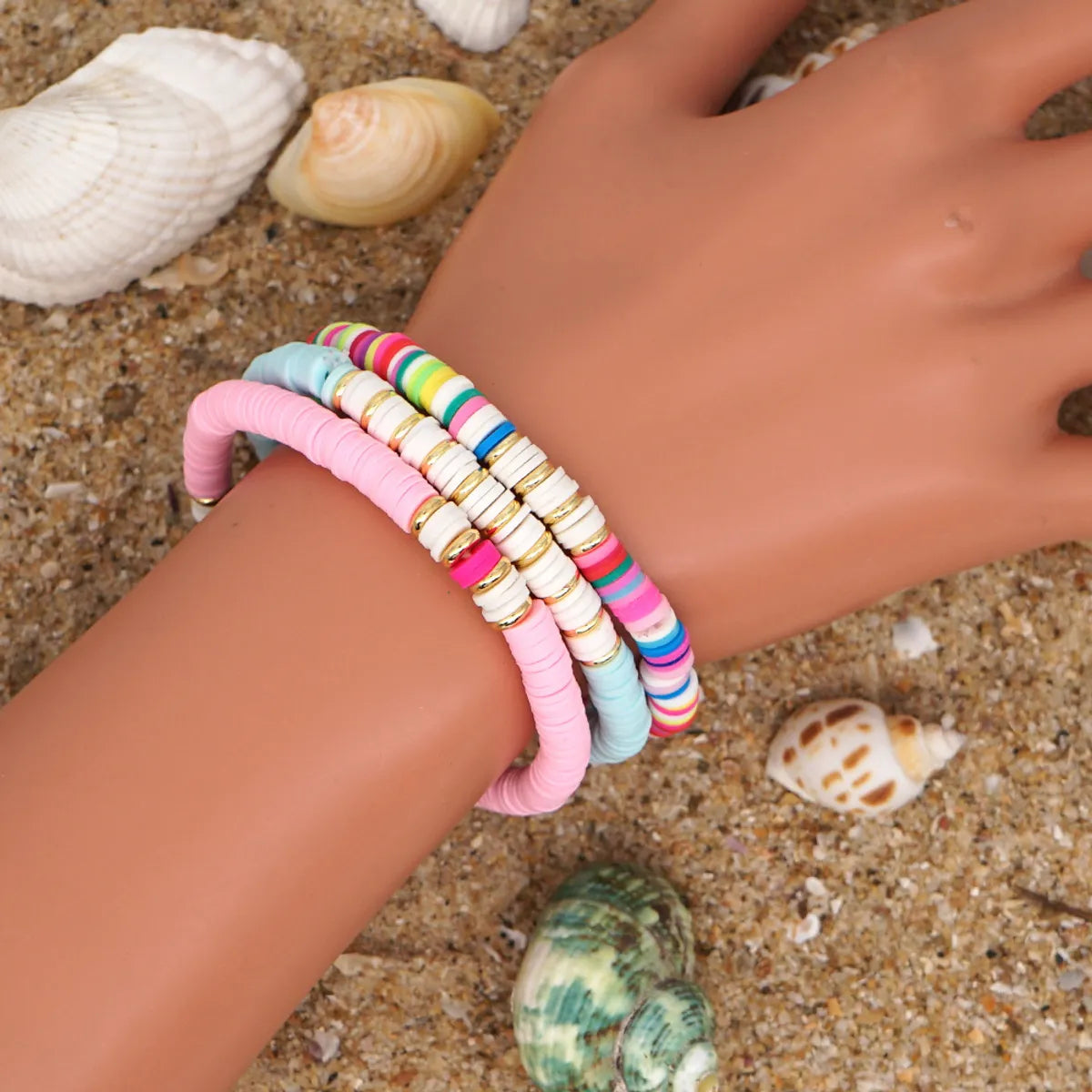 1 Piece Fashion Color Block Stainless Steel Soft Clay Beaded Women's Bracelets