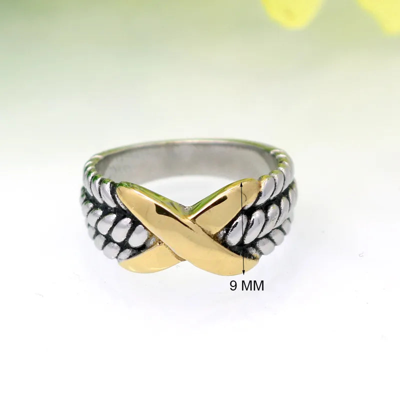 Wholesale Jewelry Fashion Color Block 304 Stainless Steel 18K Gold Plated Plating Rings