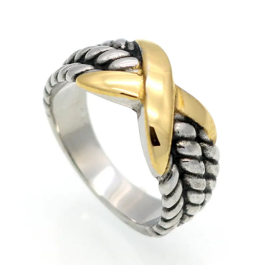 Wholesale Jewelry Fashion Color Block 304 Stainless Steel 18K Gold Plated Plating Rings