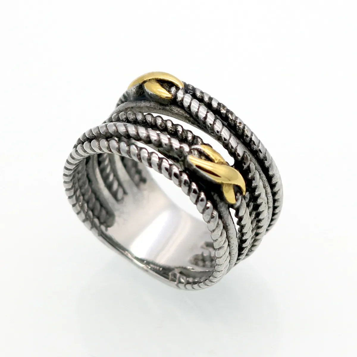 1 Piece Fashion Color Block Titanium Steel Plating Rings