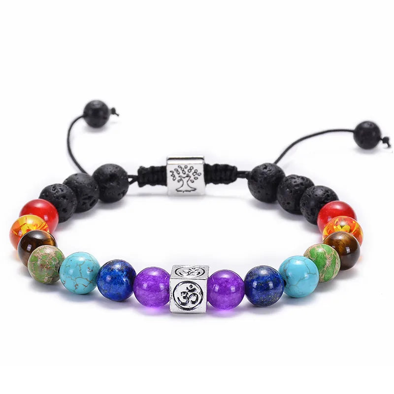 1 Piece Fashion Colorful Natural Stone Beaded Unisex Bracelets