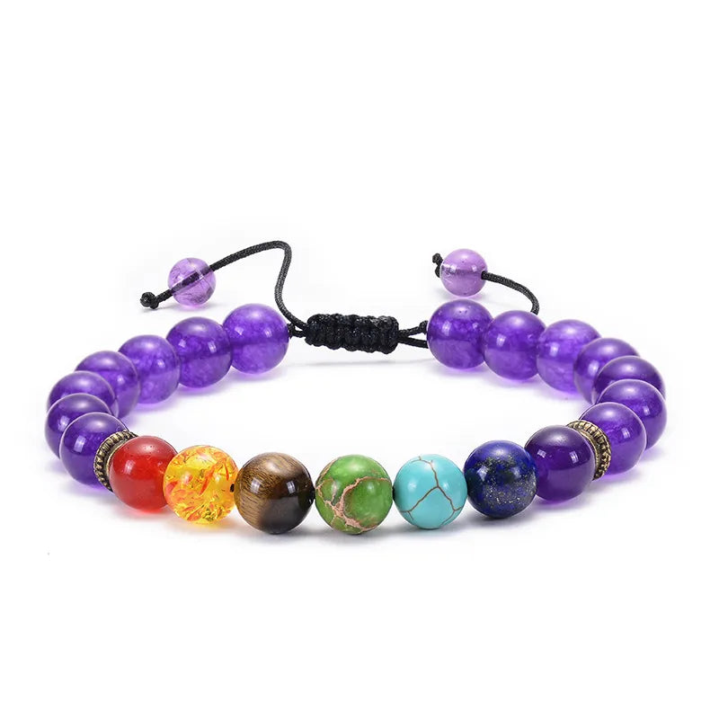 1 Piece Fashion Colorful Natural Stone Beaded Unisex Bracelets