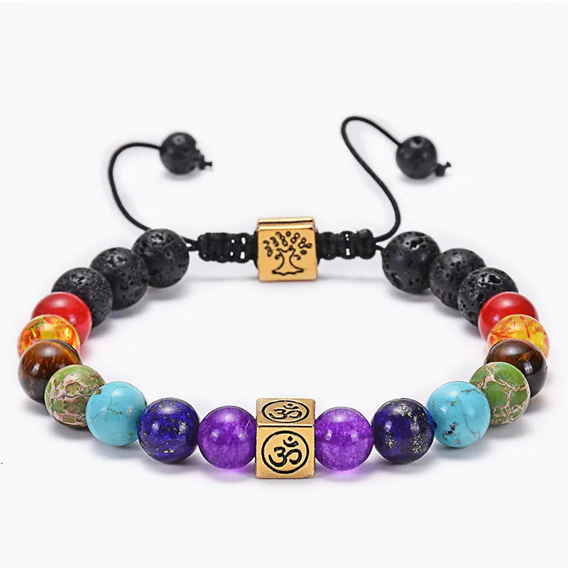 1 Piece Fashion Colorful Natural Stone Beaded Unisex Bracelets