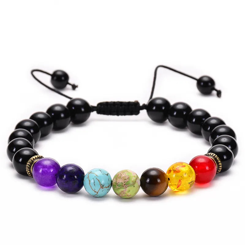 1 Piece Fashion Colorful Natural Stone Beaded Unisex Bracelets