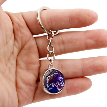 Fashion Constellation Stainless Steel Plating Glass Keychain