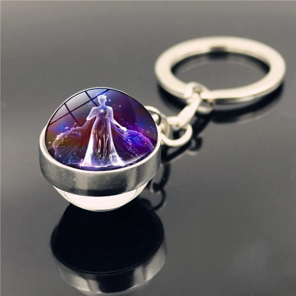 Fashion Constellation Stainless Steel Plating Glass Keychain