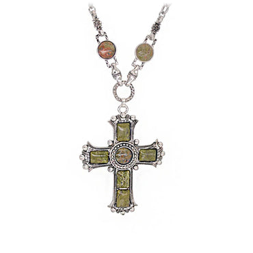 1 Piece Fashion Cross Alloy Inlay Turquoise Women'S Pendant Necklace