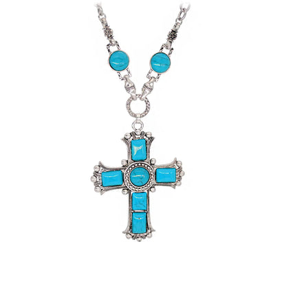 1 Piece Fashion Cross Alloy Inlay Turquoise Women'S Pendant Necklace