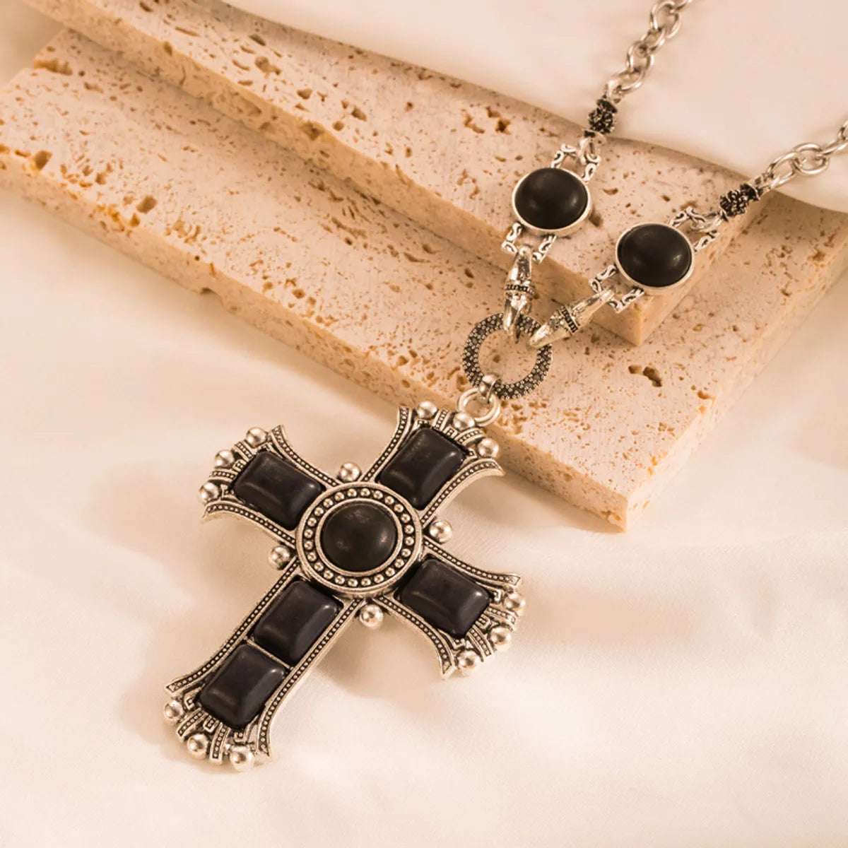 1 Piece Fashion Cross Alloy Plating Inlay Turquoise Silver Plated Women's Sweater Chain