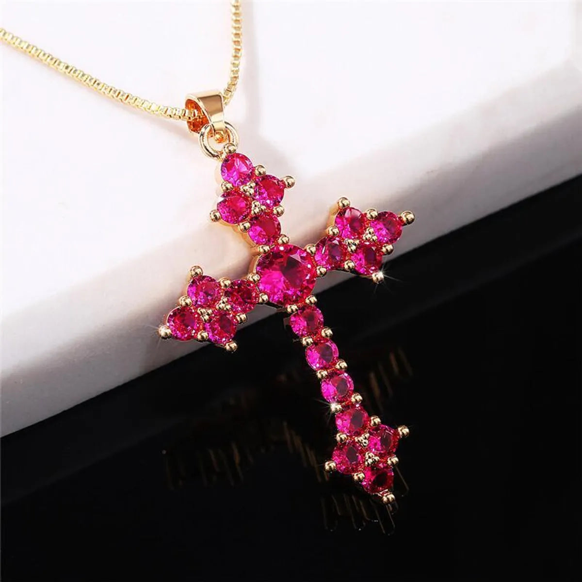 1 Piece Fashion Cross Alloy Plating Zircon Women's Necklace