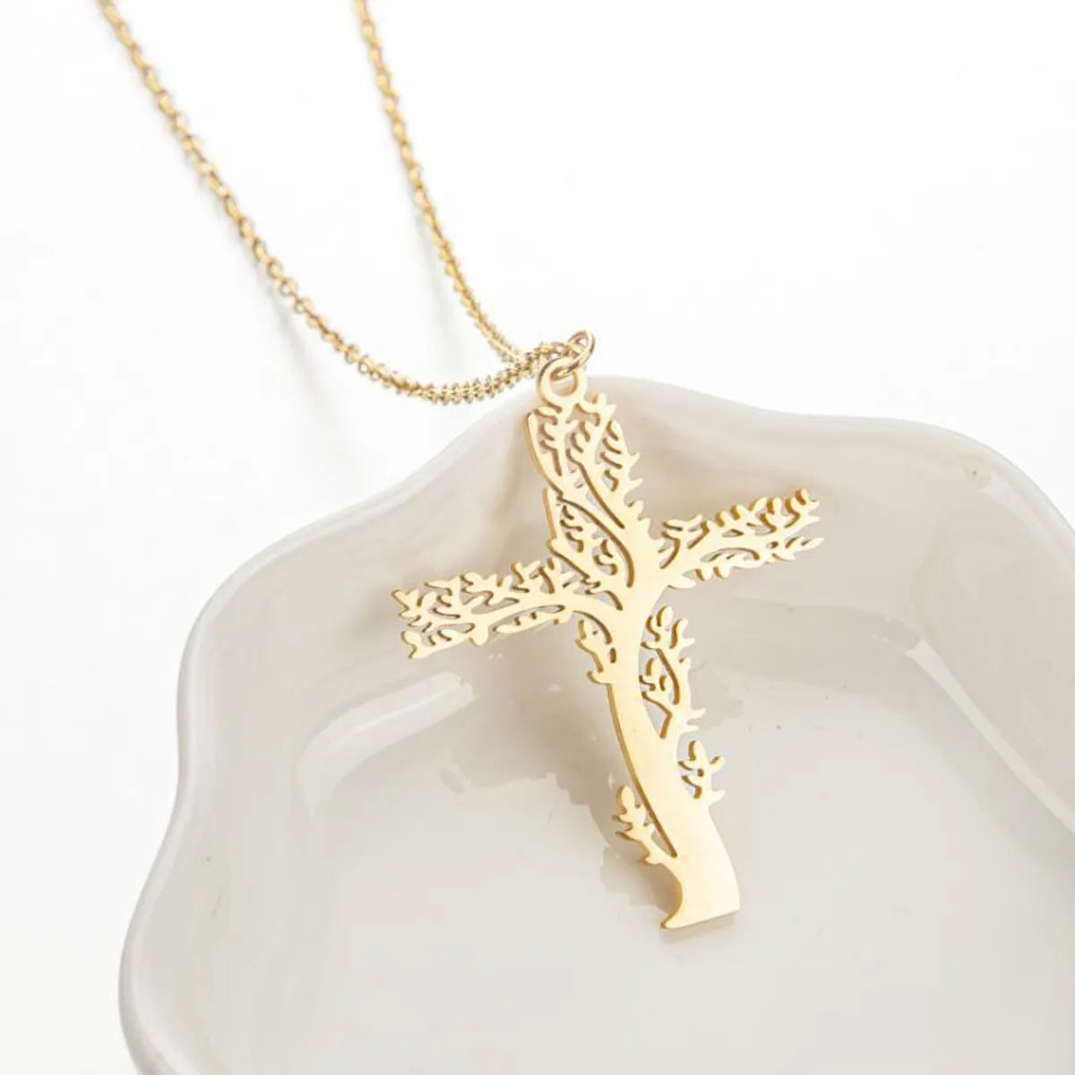 1 Piece Fashion Cross Stainless Steel Titanium Steel Plating Pendant Necklace