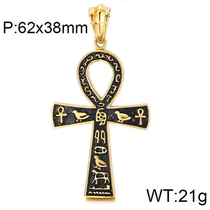 1 Piece Fashion Cross Titanium Steel Plating 18k Gold Plated Men'S Pendant Necklace