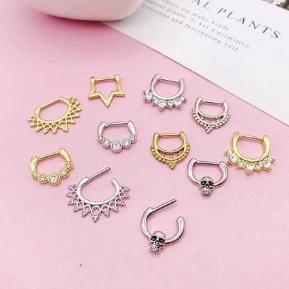 1 Piece Fashion Crown Skull Stainless Steel Plating Inlay Artificial Gemstones Nose Ring