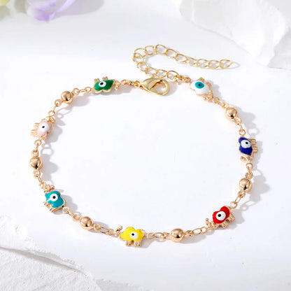 1 Piece Fashion Devil's Eye Dolphin Flower Alloy Enamel Artificial Pearls Women's Bracelets