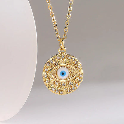 1 Piece Fashion Devil'S Eye  Copper Enamel Inlay Zircon Pendant Necklace