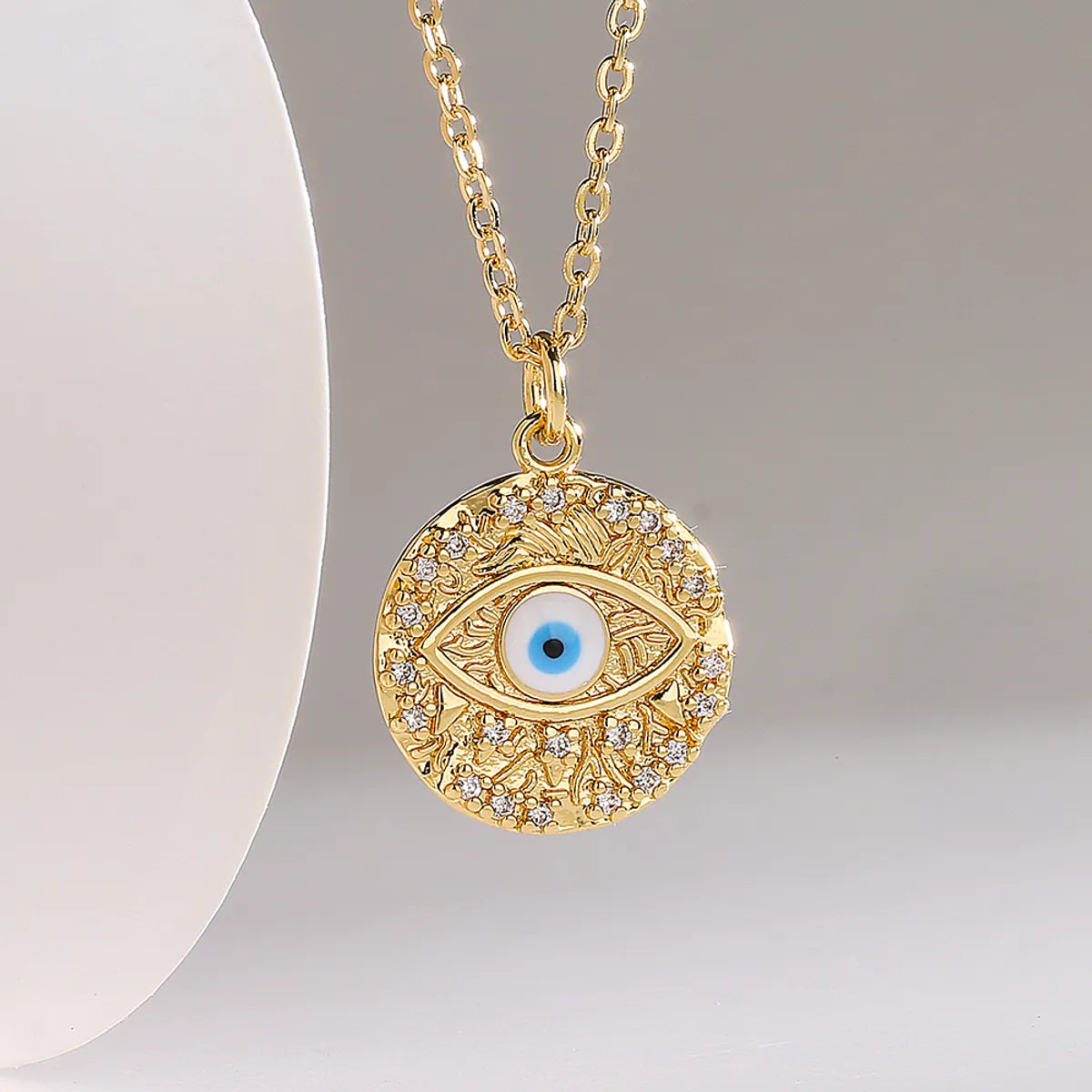 1 Piece Fashion Devil'S Eye  Copper Enamel Inlay Zircon Pendant Necklace