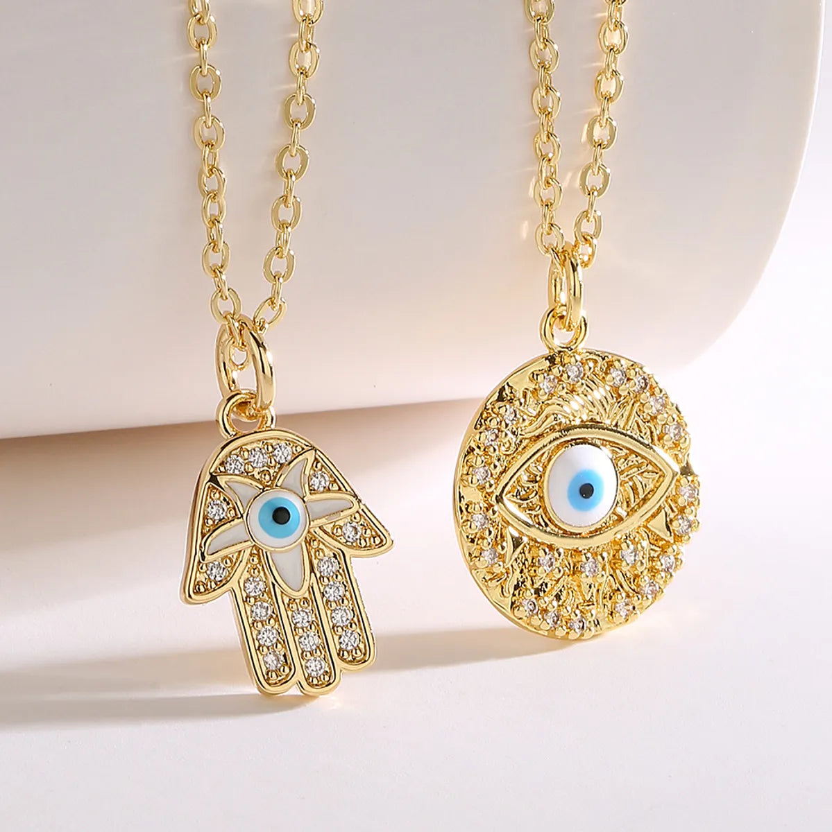 1 Piece Fashion Devil'S Eye  Copper Enamel Inlay Zircon Pendant Necklace