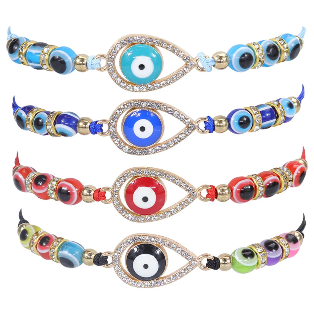 1 Piece Fashion Devil's Eye Mixed Materials Beaded Hollow Out Inlay Zircon Unisex Bracelets