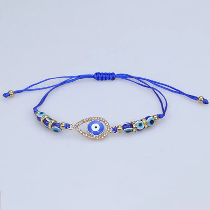 1 Piece Fashion Devil's Eye Mixed Materials Beaded Hollow Out Inlay Zircon Unisex Bracelets